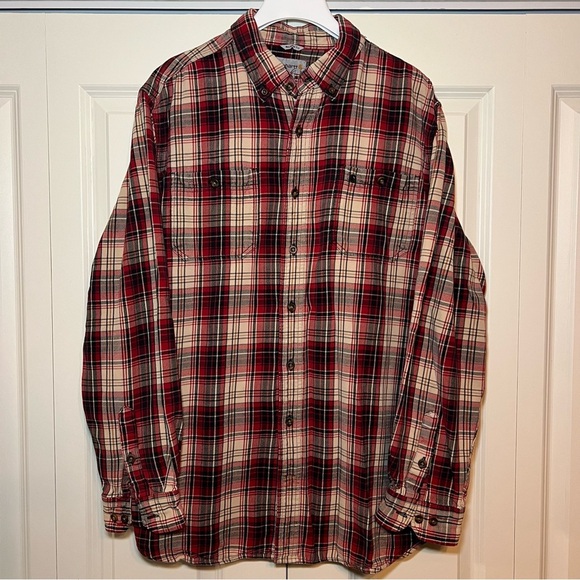 Carhartt men’s relaxed fit 100% cotton flannel button down long sleeve. Size XLT - Picture 1 of 8